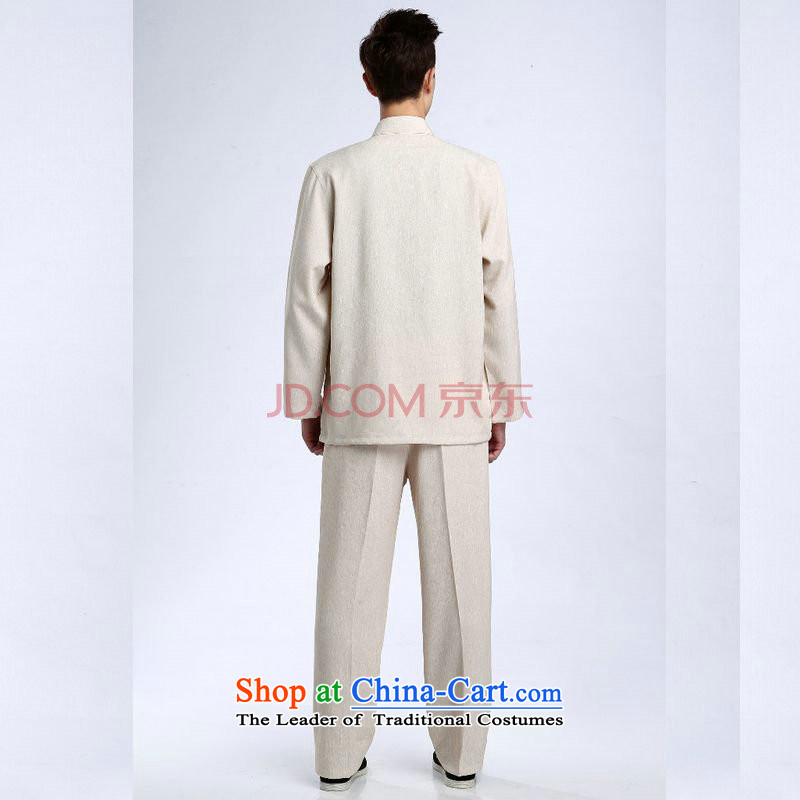 Picking Frequency Tang Dynasty Men long-sleeved sweater cotton linen collar Tang Dynasty Package kung fu tai chi service kit shirt - 1) kit , L, picking frequency , , , shopping on the Internet