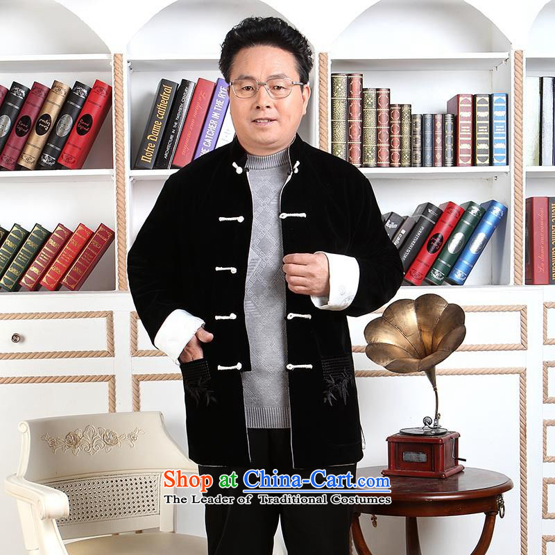 158 Jing Men long-sleeved sweater in Tang Dynasty older men Tang dynasty robe scouring pads reversible made wedding dress - 1 black red double-sided wear XL, 158 jing shopping on the Internet has been pressed.