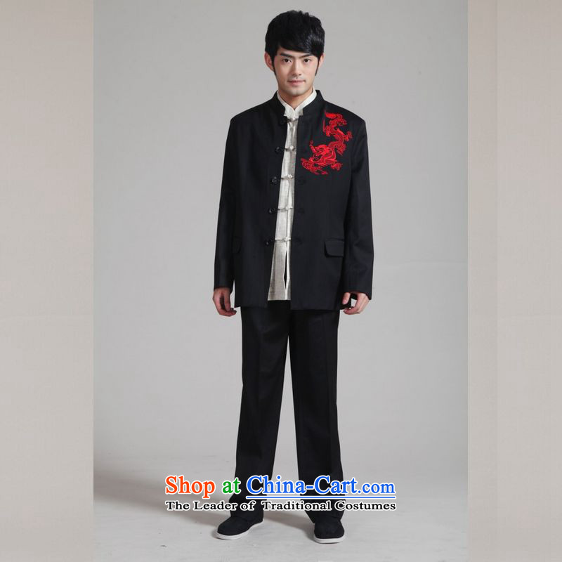 158 Jing Men's Mock-Neck Korean Chinese tunic suit coats the bridegroom wedding dresses Sau San Kit - 2 black XXXL, 158 jing shopping on the Internet has been pressed.