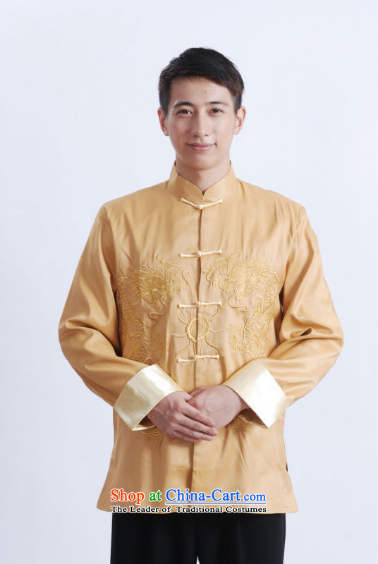 Shanghai, optimization options Tang Dynasty Men long-sleeved national costumes men Tang jackets collar embroidery Chinese dragon yellow L picture, prices, brand platters! The elections are supplied in the national character of distribution, so action, buy now enjoy more preferential! As soon as possible.