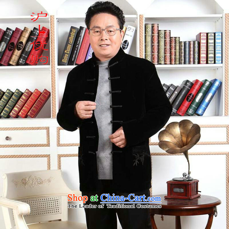 Shanghai, optimization options men Tang dynasty long-sleeved sweater in Tang Dynasty collar older men robe scouring pads made wedding dress black M Shanghai, optimizing options , , , shopping on the Internet