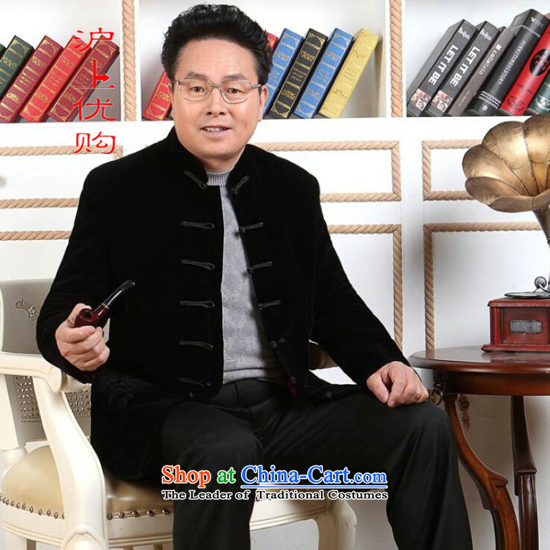 Shanghai, optimization options men Tang dynasty long-sleeved sweater in Tang Dynasty collar older men robe scouring pads made wedding dress black M Shanghai, optimizing options , , , shopping on the Internet