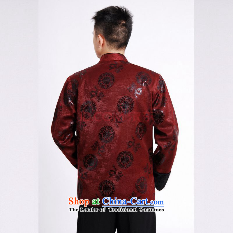 Picking Frequency Tang Dynasty Men long-sleeved sweater Tang blouses men's jacket water Sable Hair Tang add cotton waffle wine red M, picking frequency , , , shopping on the Internet