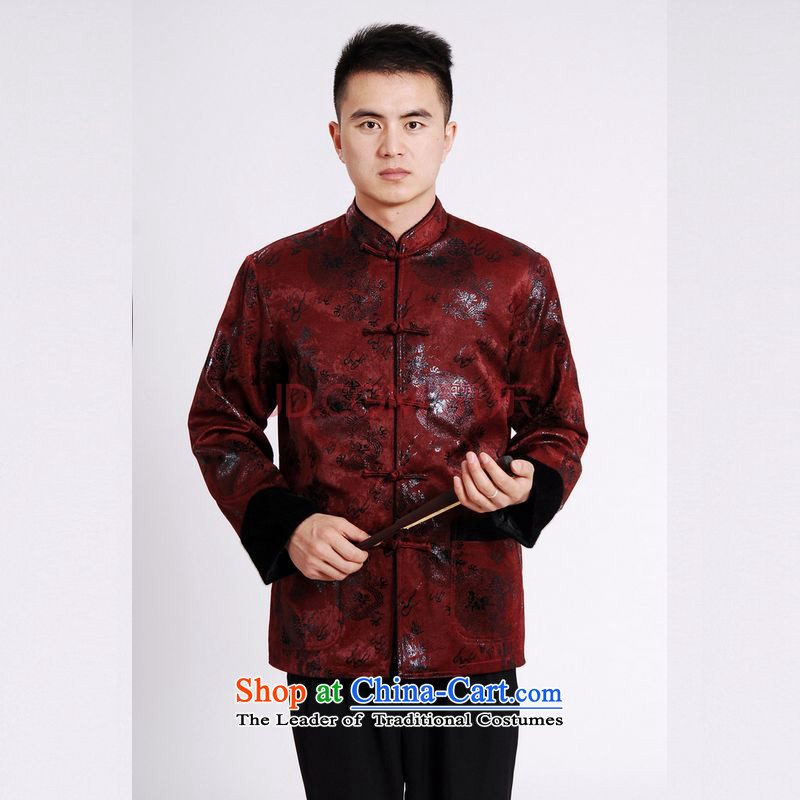 Picking Frequency Male jacket water Sable Hair Tang Add Tang dynasty lint-free men long-sleeved sweater Tang Dynasty Chinese dragon wine red M, picking frequency , , , shopping on the Internet