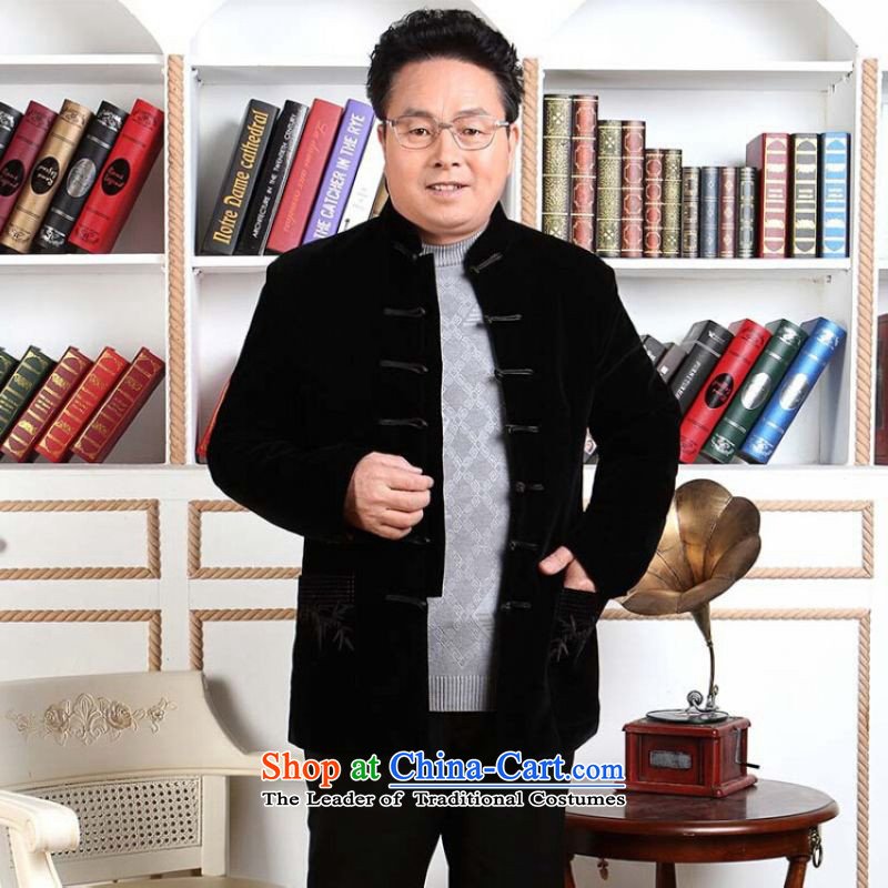Ms Au King Mansion to Tang dynasty men long-sleeved sweater in Tang Dynasty collar older men robe scouring pads made wedding dress black XXXL, intended Jing Ge , , , shopping on the Internet
