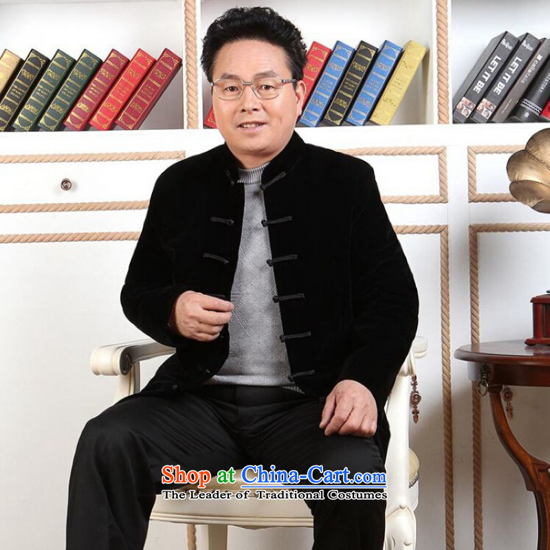 Ms Au King Mansion to Tang dynasty men long-sleeved sweater in Tang Dynasty collar older men robe scouring pads made wedding dress black XXXL, intended Jing Ge , , , shopping on the Internet