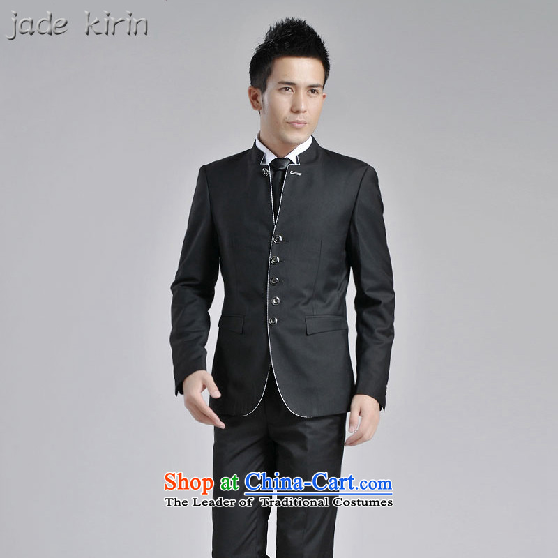 Chinese tunic suit Male Chinese collar Korean who accompanied the bridegroom Sau San wedding banquet dress of Chinese male and will suit 1619PTZH black 1619 180/xxl,jade kirin,,, shopping on the Internet