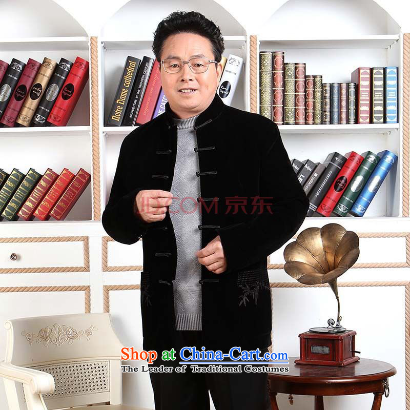 Picking Frequency Men long-sleeved sweater in Tang Dynasty older Mock-neck Tang dynasty men robe scouring pads made wedding dress - 1 black 3XL, picking frequency , , , shopping on the Internet