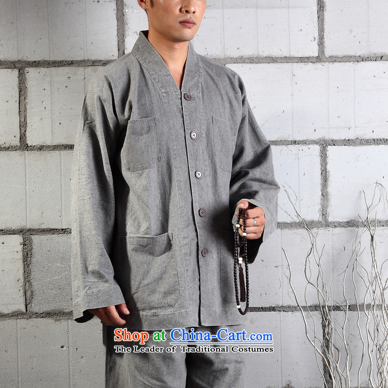 Cotton linen garments - Buddhism/Meditation/renunciates also packaged  YXS02-87 short gray L/170, washable in Lok Shopping on the Internet has been pressed.