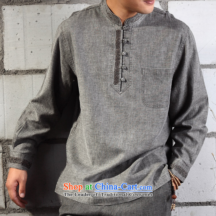 Cotton linen garments - meditation natural cotton linen coat embroidered Tang Dynasty Chinese YL041-87 light gray (L) Picture, prices, brand platters! The elections are supplied in the national character of distribution, so action, buy now enjoy more preferential! As soon as possible.