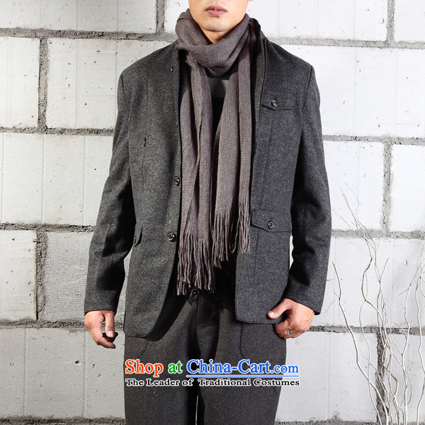 Cotton linen garments - original ball-service improvement is the Korean wool Chinese tunic YL061-45  L_170 Carbon