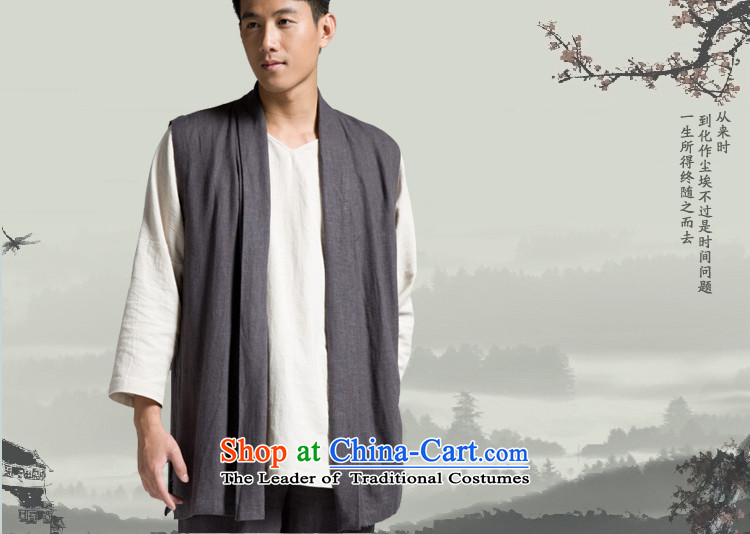 Cotton linen garments - original sleeveless top Chinese men YL087- coffee/blue blue L picture, prices, brand platters! The elections are supplied in the national character of distribution, so action, buy now enjoy more preferential! As soon as possible.