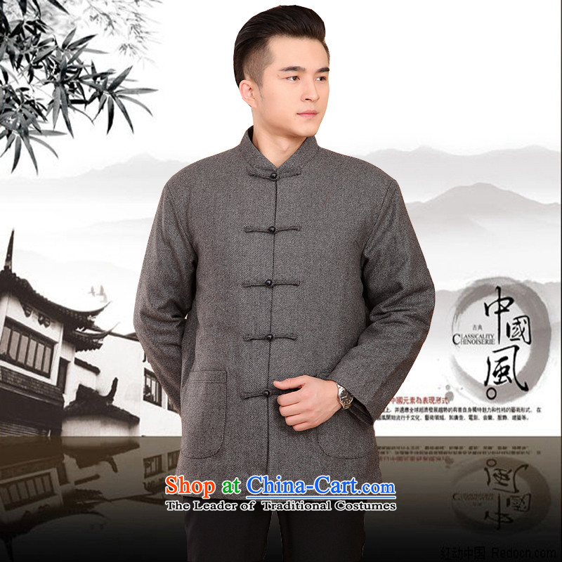 Mr Rafael Hui Kai new Timor winter thick Tang dynasty male leisure Chinese Tang jackets in older plus cotton Tang blouses 13185 175, Light Gray Mr Rafael Hui Kai.... In Dili shopping on the Internet