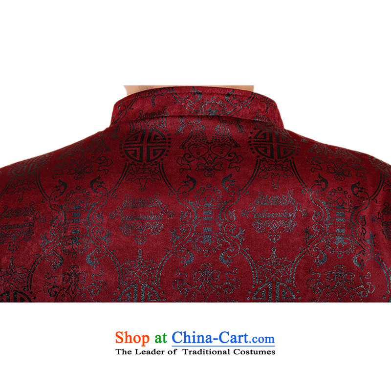 Thre line and Tang dynasty elderly men fall and winter clothing Howard Young Hearts Tang style cotton long-sleeved Tang dynasty China national services FN-fish and wine red XXL/185, cotton and line (gesaxing thre) , , , shopping on the Internet
