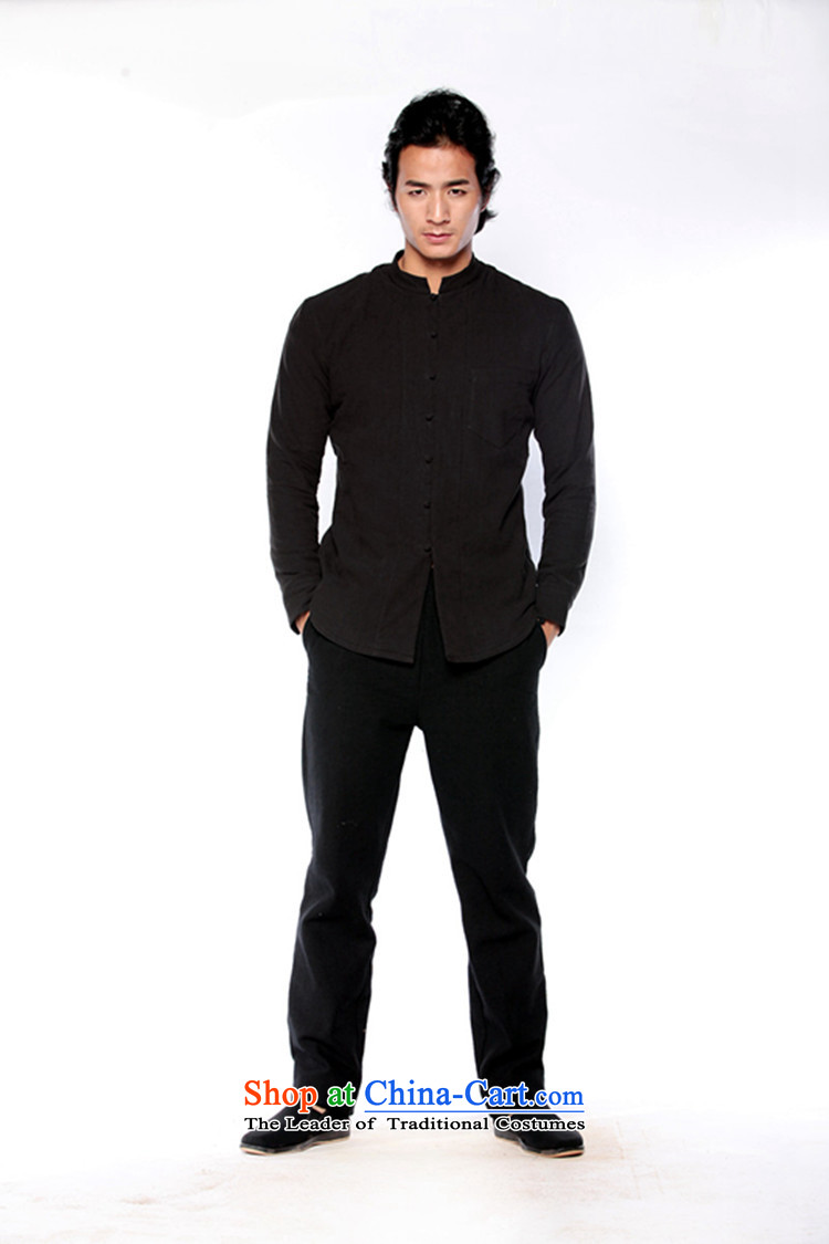 Hee-snapshot lung original Tang Dynasty Chinese men's shirts warm China wind loading thick forming the Sau San lint-free cotton linen stylish shirt black XXL picture, prices, brand platters! The elections are supplied in the national character of distribution, so action, buy now enjoy more preferential! As soon as possible.