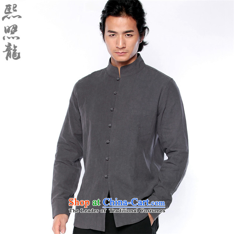 Hee-Snapshot Lung China wind cotton linen shirt men fall in Mock-Neck Shirt decorated long-sleeved improved carbon men carbon L picture, prices, brand platters! The elections are supplied in the national character of distribution, so action, buy now enjoy more preferential! As soon as possible.