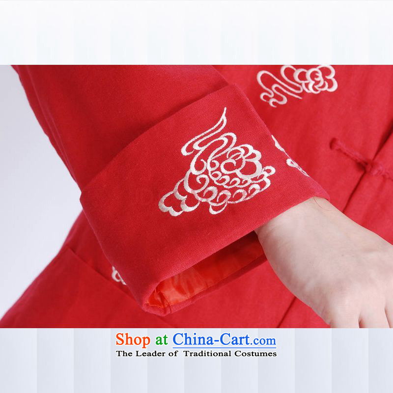 Tang Dynasty Joseph Pang Men long-sleeved national costumes men Tang jackets collar embroidery Chinese dragon M1122 RED , L, Min Joseph shopping on the Internet has been pressed.