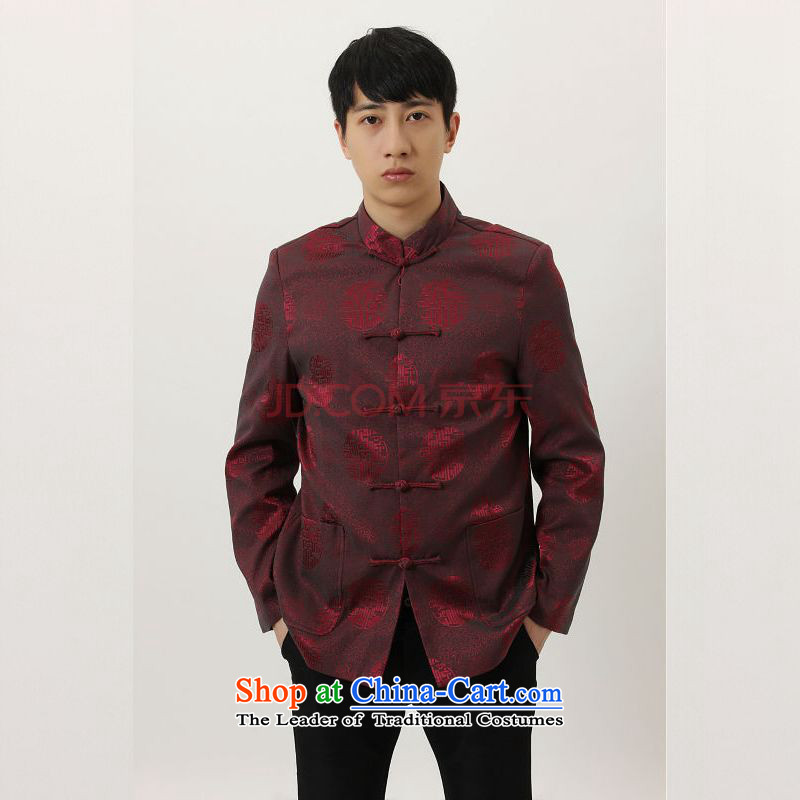 The elderly in the Arthur Min Tang dynasty China wind collar dress too Shou Yi wedding services will Chinese male Tang jackets wine red XXL, Min Joseph shopping on the Internet has been pressed.