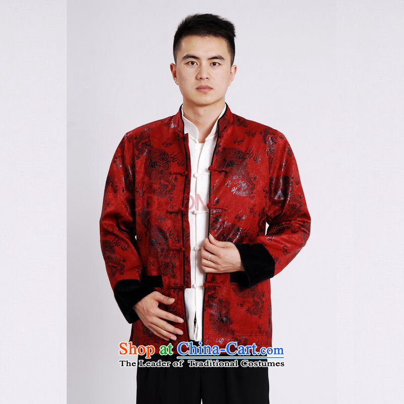 Min Joseph men's jacket water Sable Hair Tang Add Tang dynasty lint-free men long-sleeved sweater Chinese Dragon Tang blouses XXL, red cotton Joseph shopping on the Internet has been pressed.
