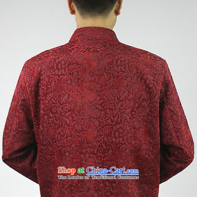 Boris poetry of high-end Federal Tang dynasty in Tang Dynasty elderly men in spring and autumn 2015 New Tang hand disk detained heavyweight jacquard Chinese collar Tang jackets red 190/XXXXXL, Federation Bao Shi (lianbangbos) , , , shopping on the Interne