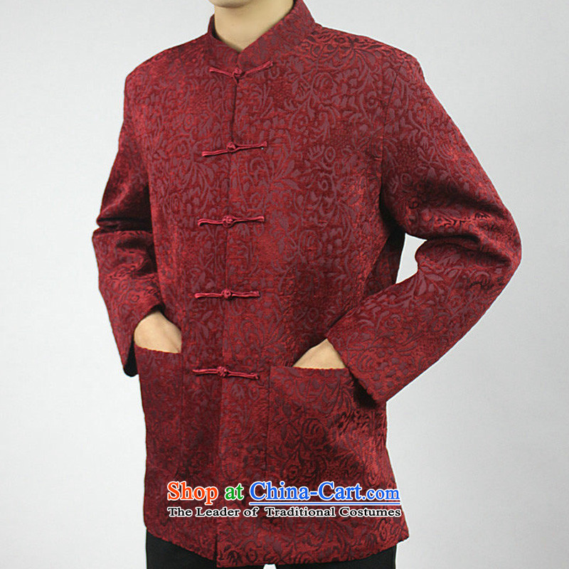 Boris poetry of high-end Federal Tang dynasty in Tang Dynasty elderly men in spring and autumn 2015 New Tang hand disk detained heavyweight jacquard Chinese collar Tang jackets red 190/XXXXXL, Federation Bao Shi (lianbangbos) , , , shopping on the Interne