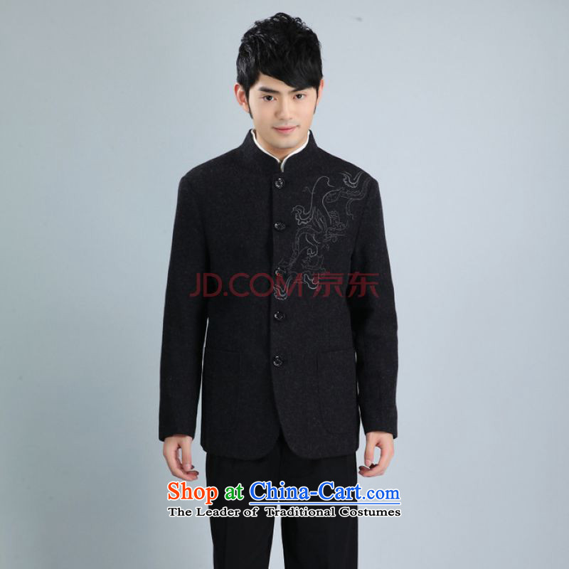 Min Joseph men Chinese tunic jacket collar wool? Tang jackets men Tang dynasty long-sleeved sweater XXXL, black cotton Joseph shopping on the Internet has been pressed.