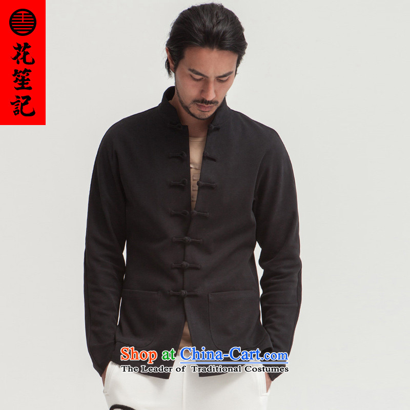 His Excellency flower note China wind Judge Bao Tang dynasty men tray clip Sau San Chinese national Dress is smart casual cotton jacket black thin (XS), spring flowers Sheng (HUSENJI) , , , shopping on the Internet