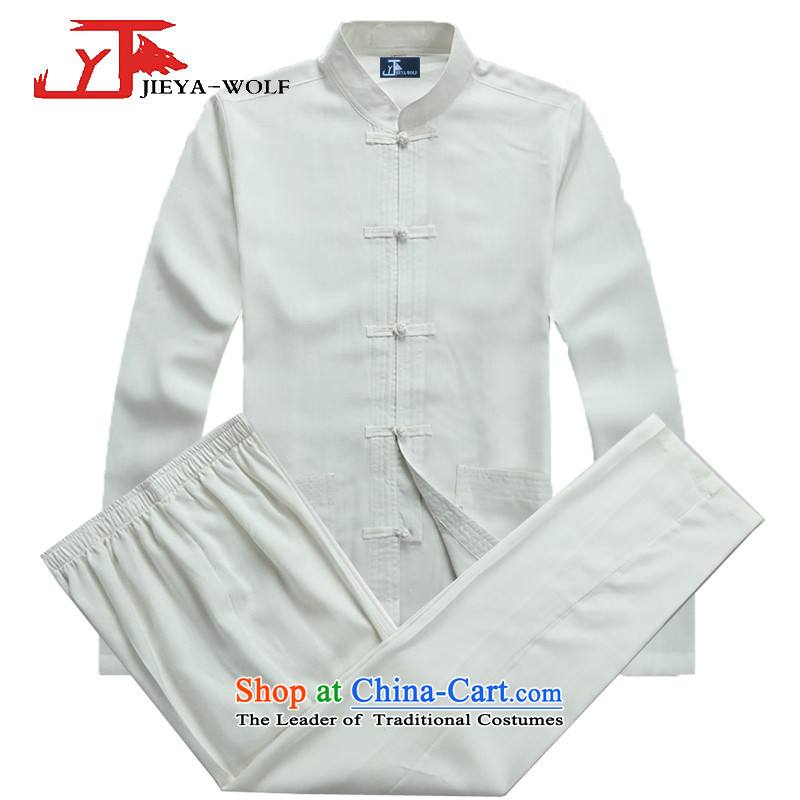 - Wolf JIEYA-WOLF, New Tang dynasty Long-sleeve kit cotton linen solid color spring and fall of stars men Package Boxed set of Tai Chi white 170/M,JIEYA-WOLF,,, shopping on the Internet