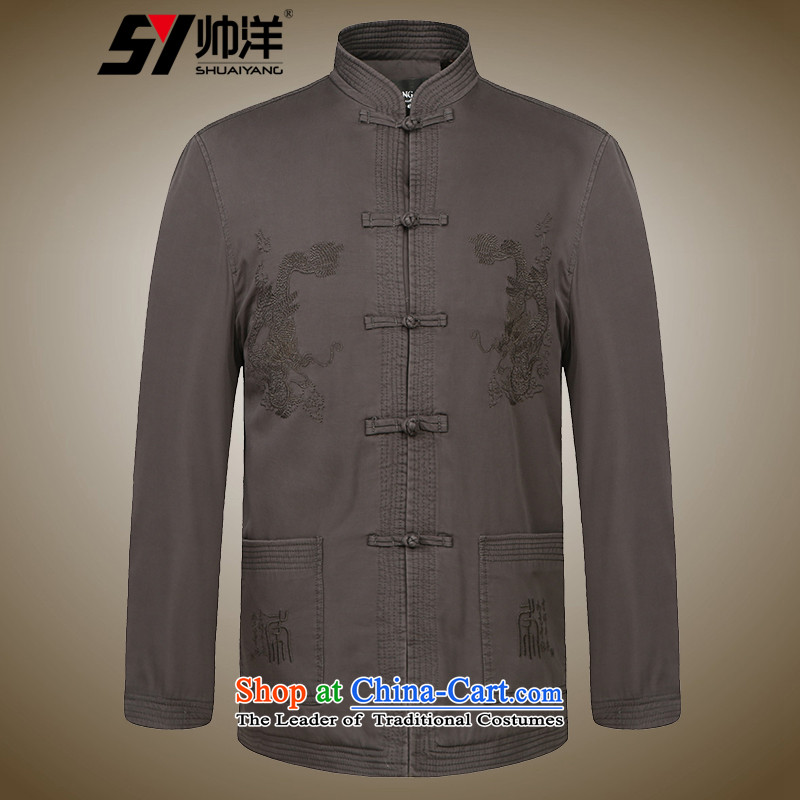 The new ocean shuai winter thick men in Tang Dynasty cotton jacket older Men's Mock-Neck cotton coat Chinese father boxed national costumes to elders flattering darkkhaki 185 Shuai Yang (SHUAIYANG) , , , shopping on the Internet