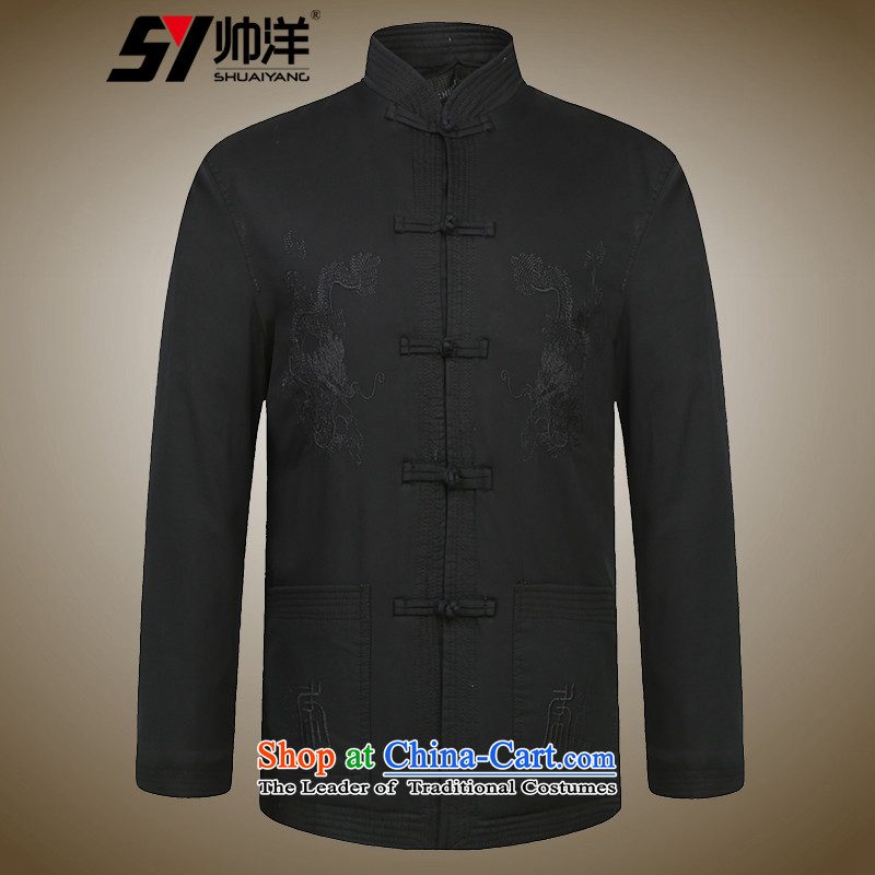 The new ocean shuai winter thick men in Tang Dynasty cotton jacket older Men's Mock-Neck cotton coat Chinese father boxed national costumes to elders flattering darkkhaki 185 Shuai Yang (SHUAIYANG) , , , shopping on the Internet