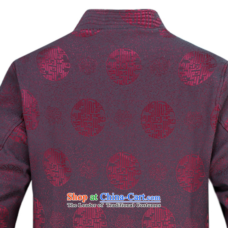 New Tang Dynasty Long-Sleeve Shirt for winter men father replacing Tang casual male plush, elderly people in the country's cotton coat deep red XXL, Hei concentric , , , shopping on the Internet