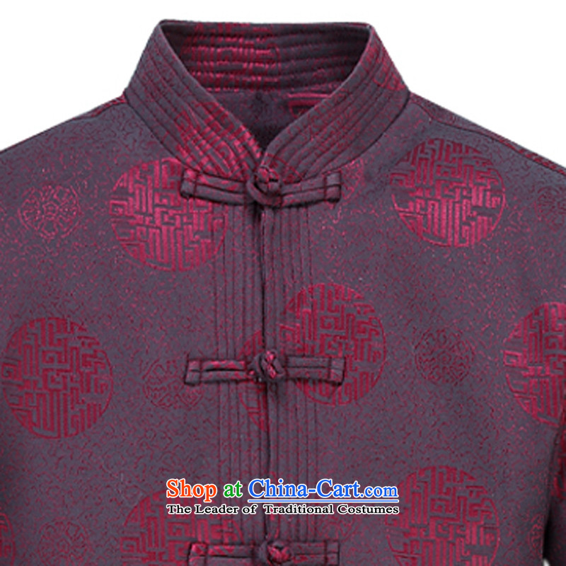 New Tang Dynasty Long-Sleeve Shirt for winter men father replacing Tang casual male plush, elderly people in the country's cotton coat deep red XXL, Hei concentric , , , shopping on the Internet