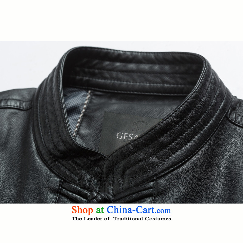 Thre ethnic lines and Men's Mock-Neck thick simulated leather jacket from older Tang men pu Tang jackets D-818-1  L/175, brown thre line (gesaxing and Tobago) , , , shopping on the Internet