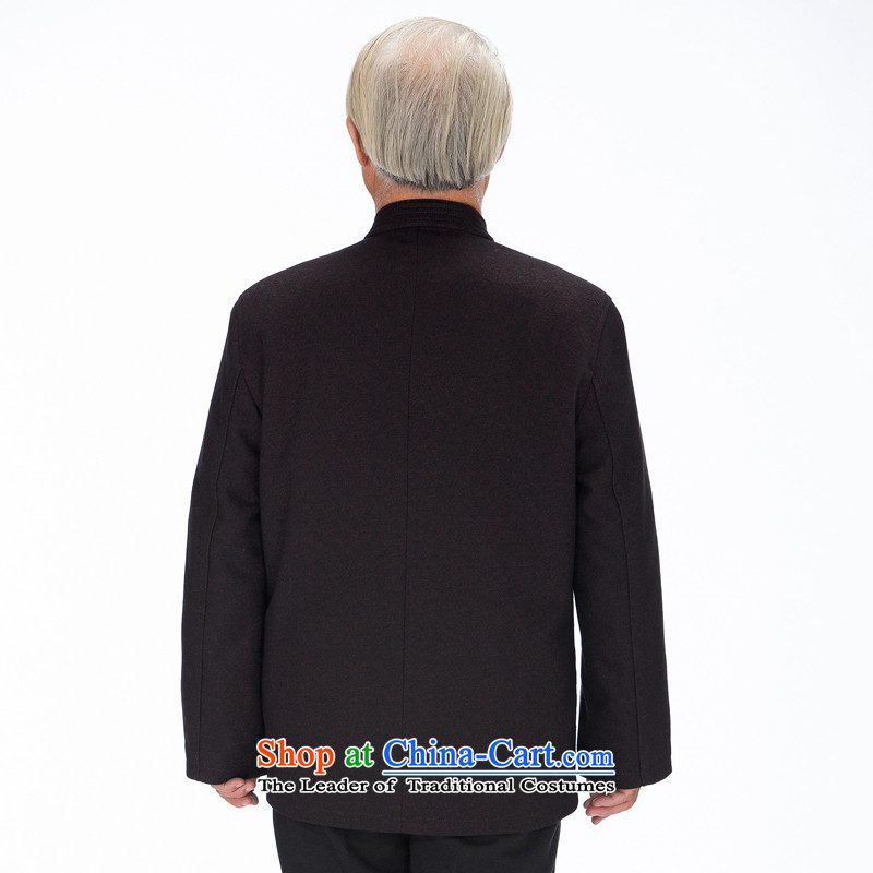 Thre line autumn and winter and new wool a China wind men of older persons in the Tang dynasty men's winter coats FD-14012 Chinese tunic  XL/180, dark red and line (gesaxing thre) , , , shopping on the Internet