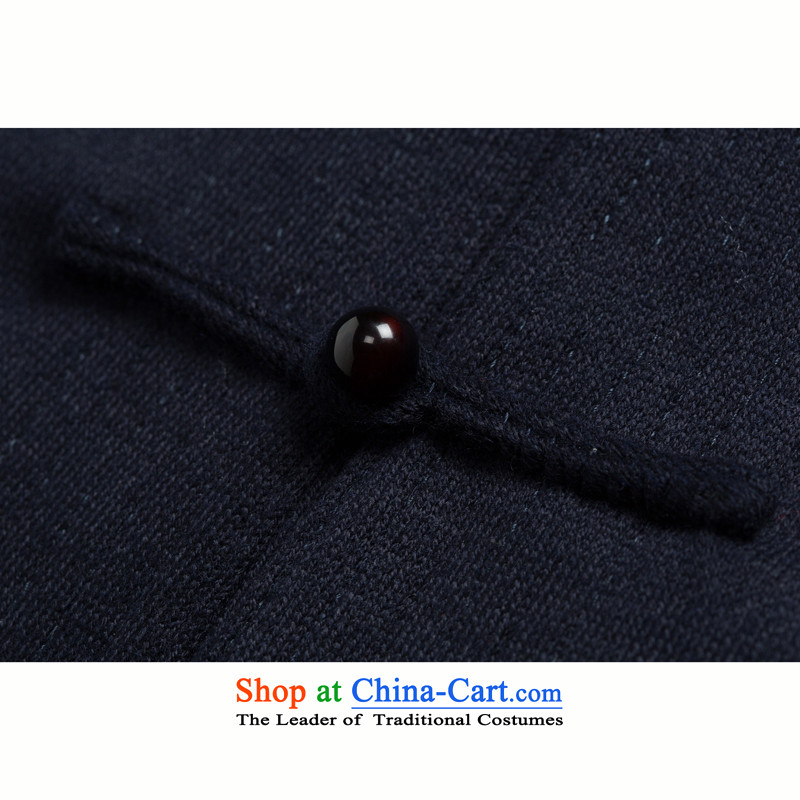 Thre line autumn and winter and the new and old age are high pure color embroidered jacket wool blend yarn Tang in older clothing collar gown FD-14015  L/175, dark blue line (gesaxing Bosnia and thre) , , , shopping on the Internet