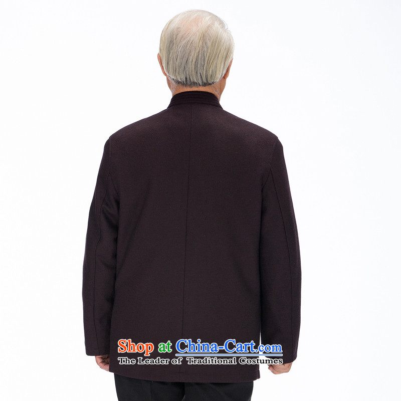 The new products and thre men upscale wool? Tang dynasty male long-sleeved autumn and winter large Chinese elderly men and national costumes FD-14017 jacket aubergine L/175, thre line (gesaxing and Tobago) , , , shopping on the Internet
