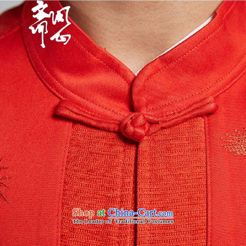 Q Shinsaibashi represented a health (New) Men's men's winter coats improved Tang Dynasty Chinese Disc detained stitching WXZ1102 T-shirt with red-orange, L, Ramadan , , , shopping on the Internet