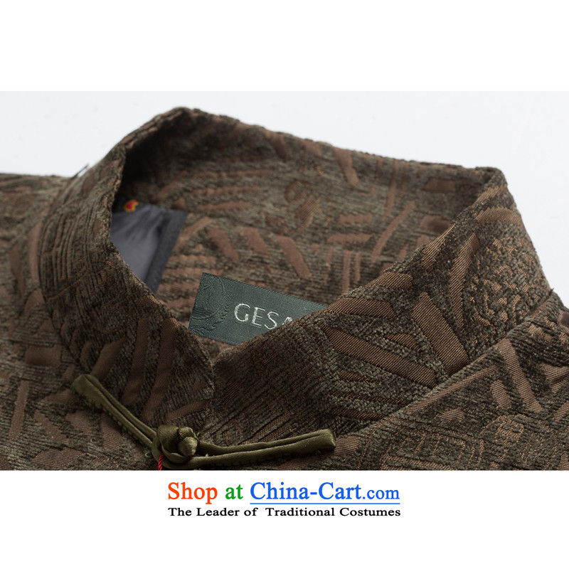 Bosnia and the elderly in the line thre Tang dynasty autumn and winter New Men's Jackets father installed China wind up manually detained Chinese Men's Mock-Neck F1455 Tang dynasty green curry XXXL/190, color and line (gesaxing thre) , , , shopping on the