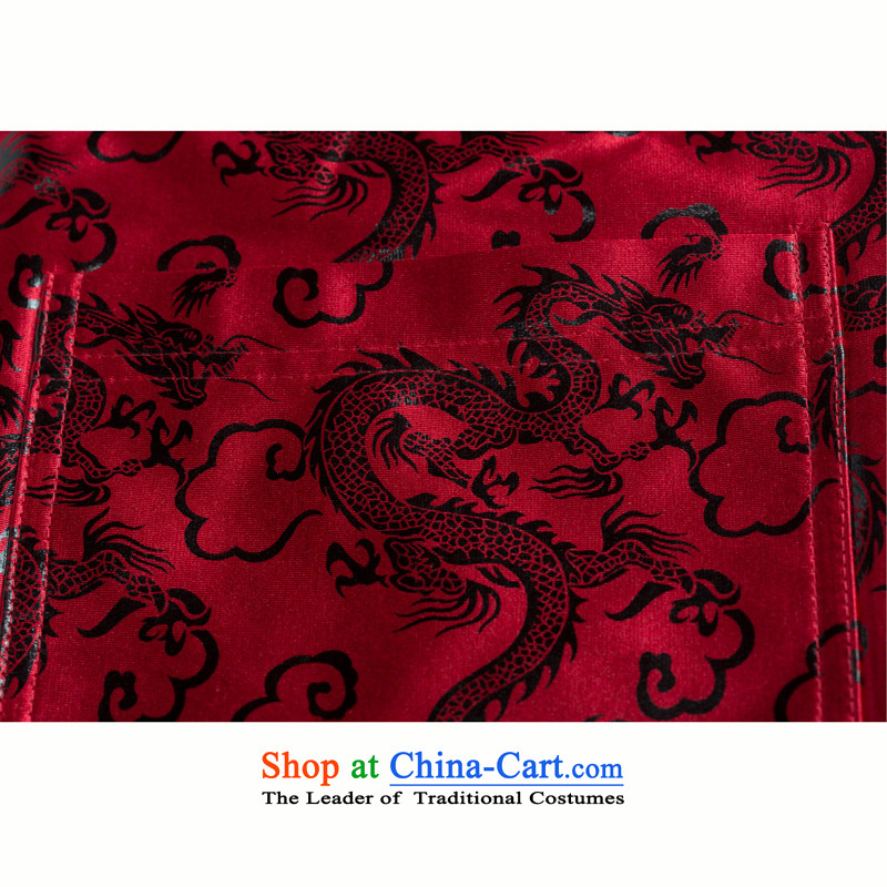 Thre line men and Tang dynasty in older jacket dad robe thick cotton Large Dragon Chinese men fall thick winter clothing F1138  L/175, wine red and line (gesaxing thre) , , , shopping on the Internet