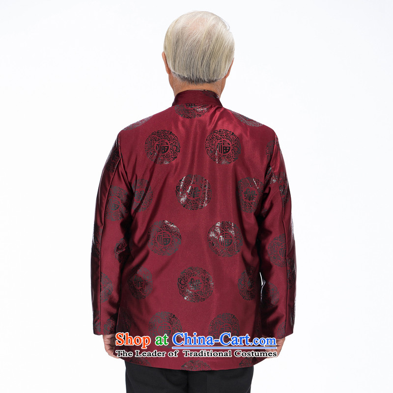 Bosnia and the spring and autumn new line thre glossy fu shou in this life, older coat of older persons in the men's fu shou stamp Tang dynasty Long-sleeve father red  XXXL/190, thre line (gesaxing and Tobago) , , , shopping on the Internet