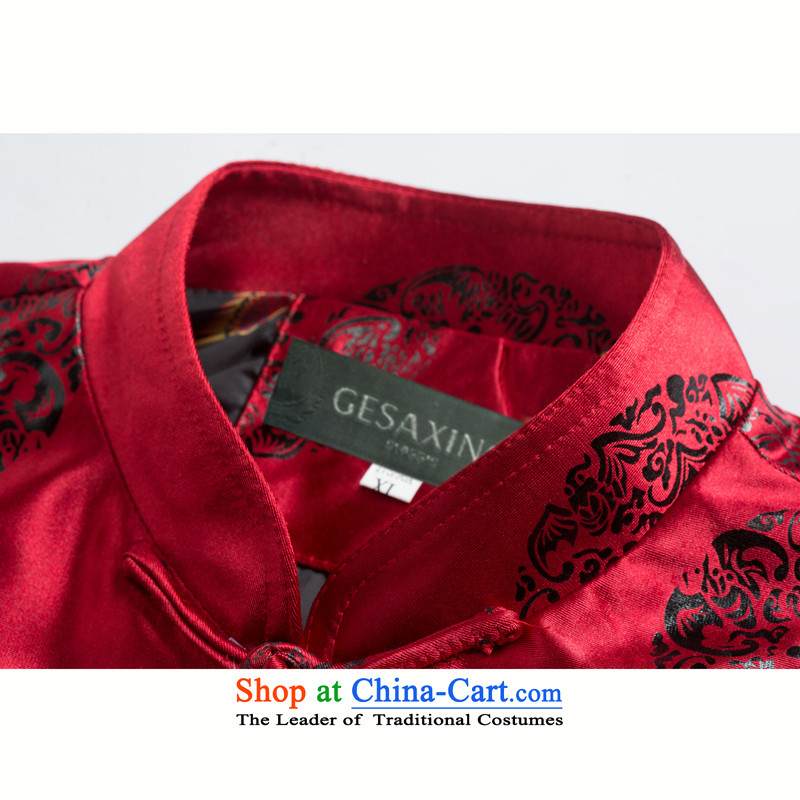 Bosnia and the spring and autumn new line thre glossy fu shou in this life, older coat of older persons in the men's fu shou stamp Tang dynasty Long-sleeve father red  XXXL/190, thre line (gesaxing and Tobago) , , , shopping on the Internet