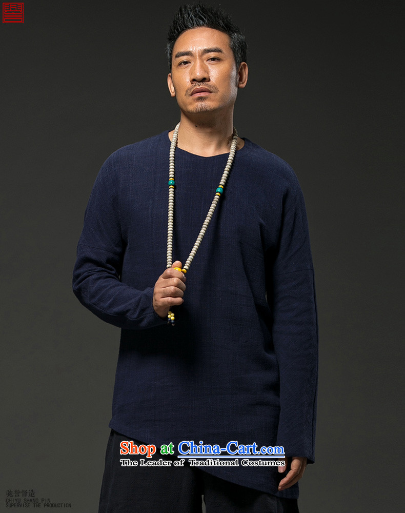 Renowned China wind spring and autumn) Men linen long-sleeved loose Chinese men spring and fall Tang dynasty blue T-shirt, (XXXL) men, prices, brand image of Platters! The elections are supplied in the national character of distribution, so action, buy now enjoy more preferential! As soon as possible.