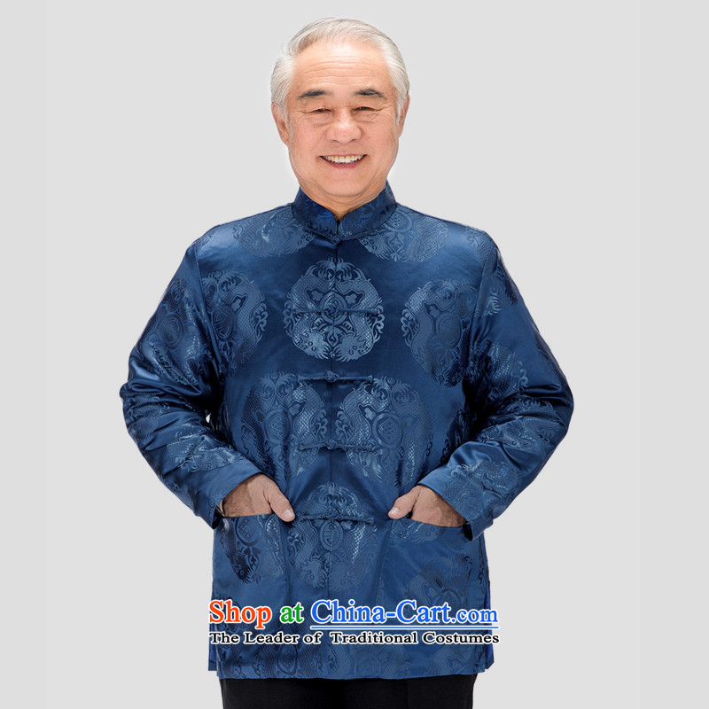 Bosnia and the elderly in the Circle Line thre lung Tang dynasty ãþòâ ethnic Chinese Fall_Winter Collections cotton coat F0758 birthday gifts feast  XXXL_190 blue