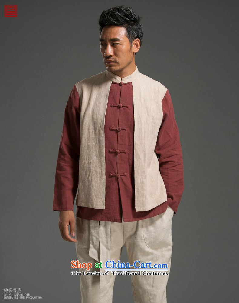 Renowned Chinese Wind leave two Sau San Men long-sleeved shirt with flax spell color autumn tray clip mock red and white large pictures, prices, XL brand platters! The elections are supplied in the national character of distribution, so action, buy now enjoy more preferential! As soon as possible.