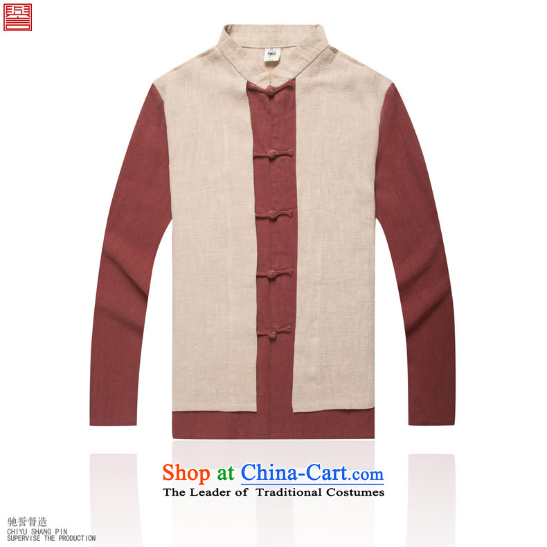 Renowned Chinese Wind leave two Sau San Men long-sleeved shirt with flax spell color autumn tray clip mock red and white large pictures, prices, XL brand platters! The elections are supplied in the national character of distribution, so action, buy now enjoy more preferential! As soon as possible.