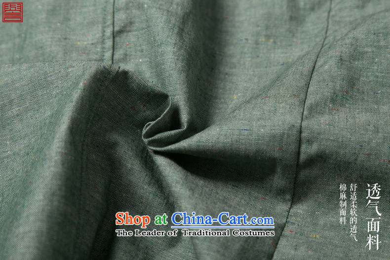 Renowned 2015 China wind spring and autumn men Chinese cotton linen Sau San disk tie china Mock-Neck Shirt linen pure color improved Tang dynasty large green (L) Picture, prices, brand platters! The elections are supplied in the national character of distribution, so action, buy now enjoy more preferential! As soon as possible.