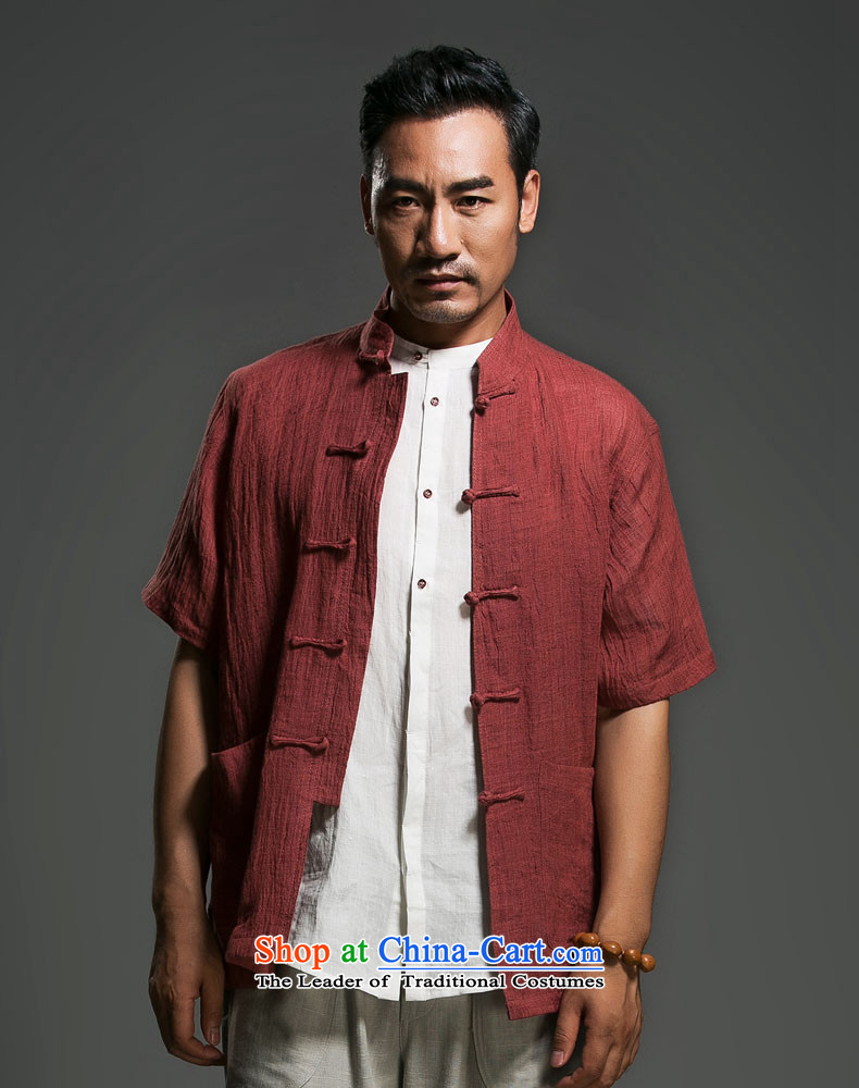 Renowned Tang dynasty male cotton linen short-sleeved older Chinese short-sleeved cloth temperament disc buttoned, national service men Summer Wine red movement (185)Where the picture, prices, brand platters! The elections are supplied in the national character of distribution, so action, buy now enjoy more preferential! As soon as possible.