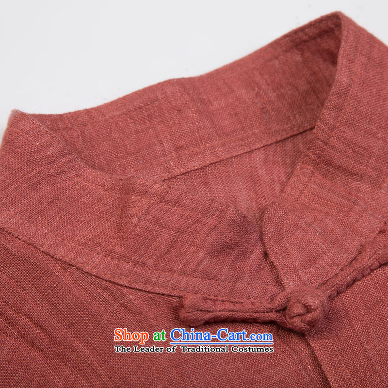 Renowned Tang dynasty male cotton linen short-sleeved older Chinese short-sleeved cloth temperament disc buttoned, national service men Summer Wine red (185), movement (CHIYU renowned shopping on the Internet has been pressed.)