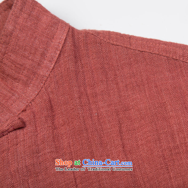 Renowned Tang dynasty male cotton linen short-sleeved older Chinese short-sleeved cloth temperament disc buttoned, national service men Summer Wine red (185), movement (CHIYU renowned shopping on the Internet has been pressed.)
