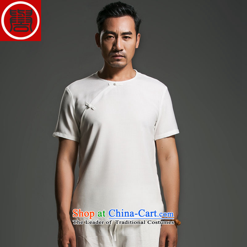 Free trial through China wind men's summer linen disc detained round-neck collar short-sleeved swashplate detained Korean male personality in beige (L), renowned (CHIYU) , , , shopping on the Internet